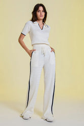 Conjunto Angelina Camisa + Calça Off White e Marinho