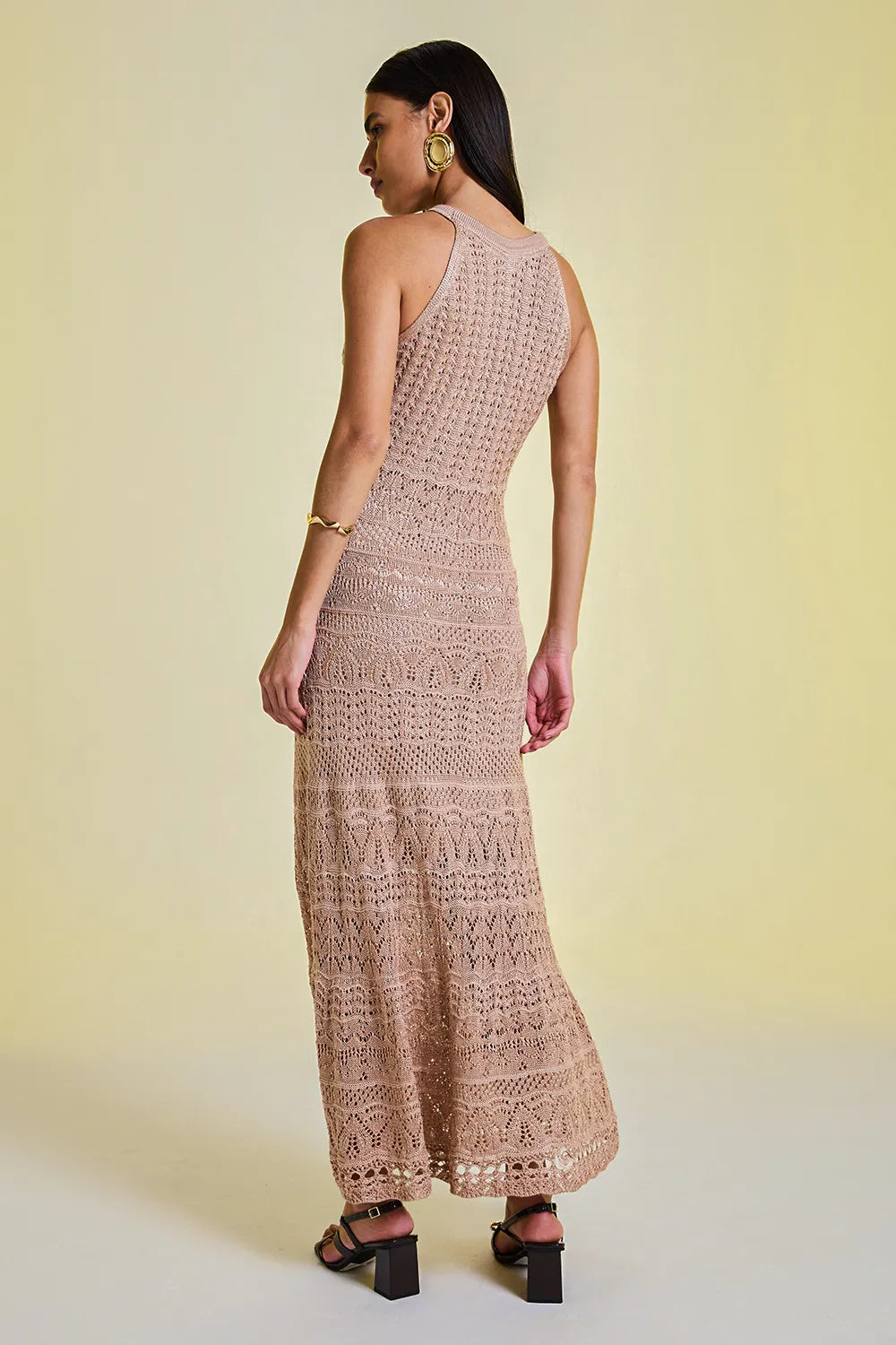 Vestido Tricot Midi Helena Champagne