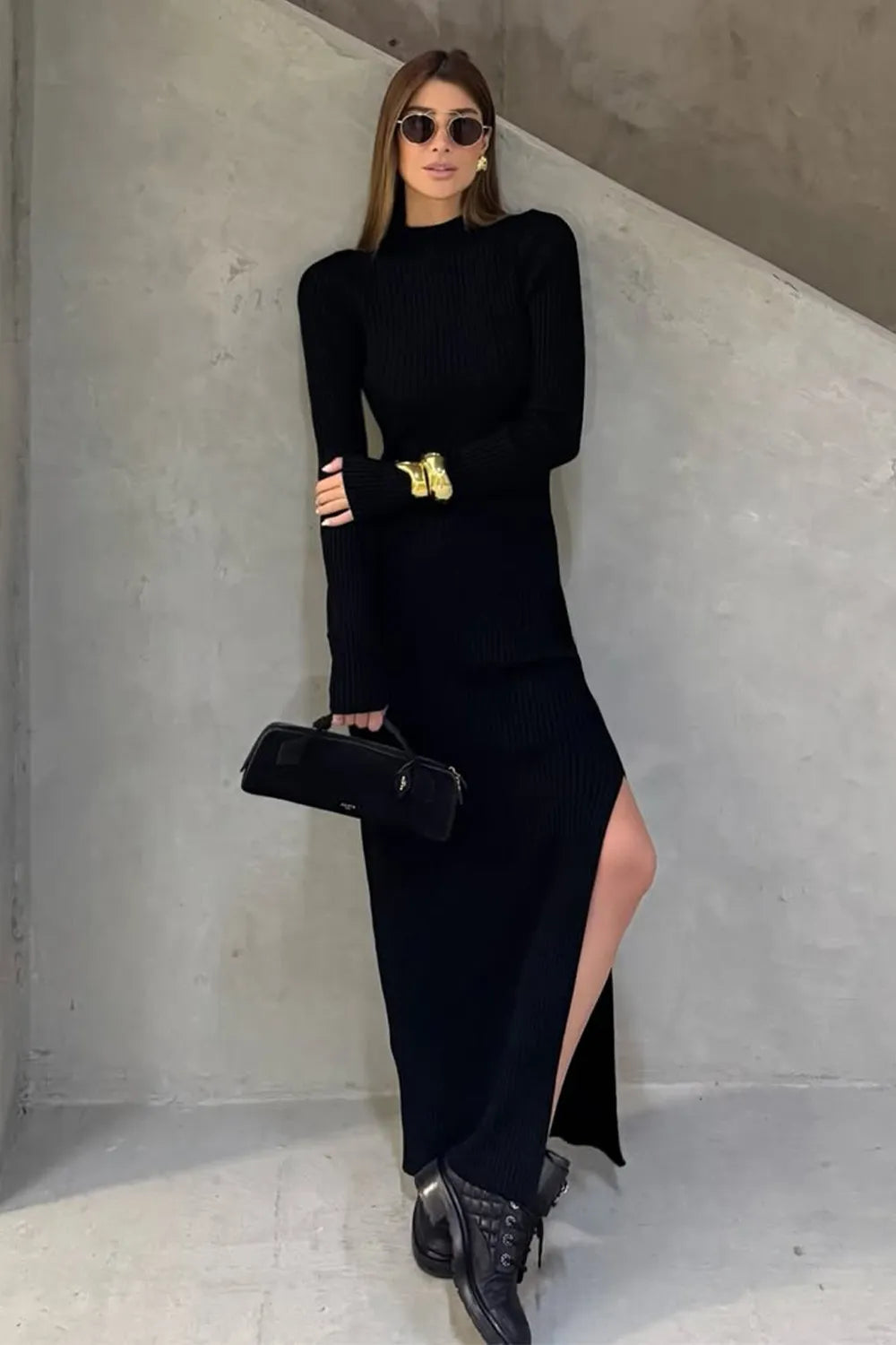 Vestido Tricot Longo Cibele Preto