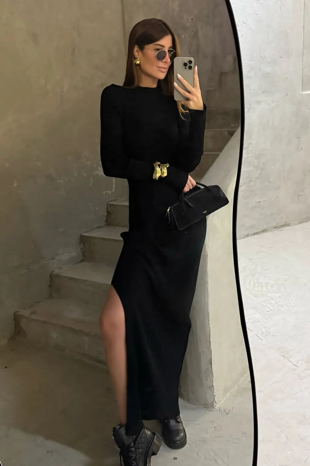 Vestido Tricot Longo Cibele Preto