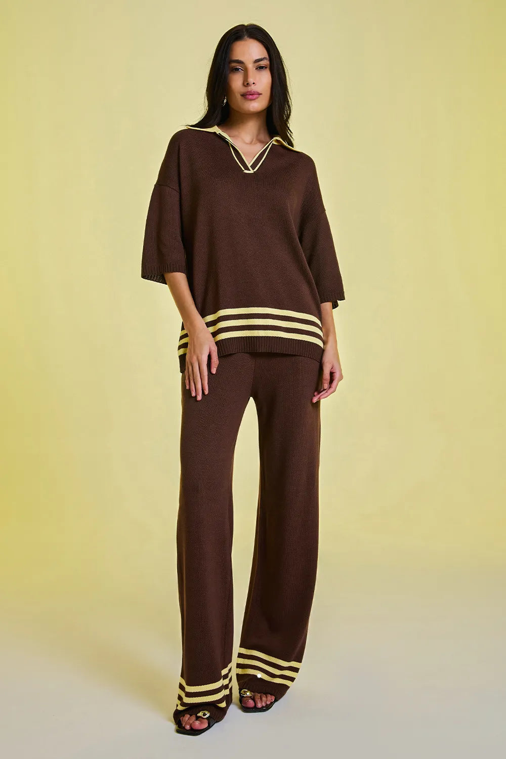 Conjunto Tricot Adriana Cacau e Amarelo Manteiga