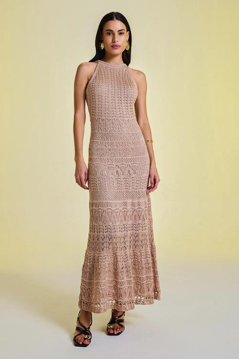 Vestido Tricot Midi Helena Champagne